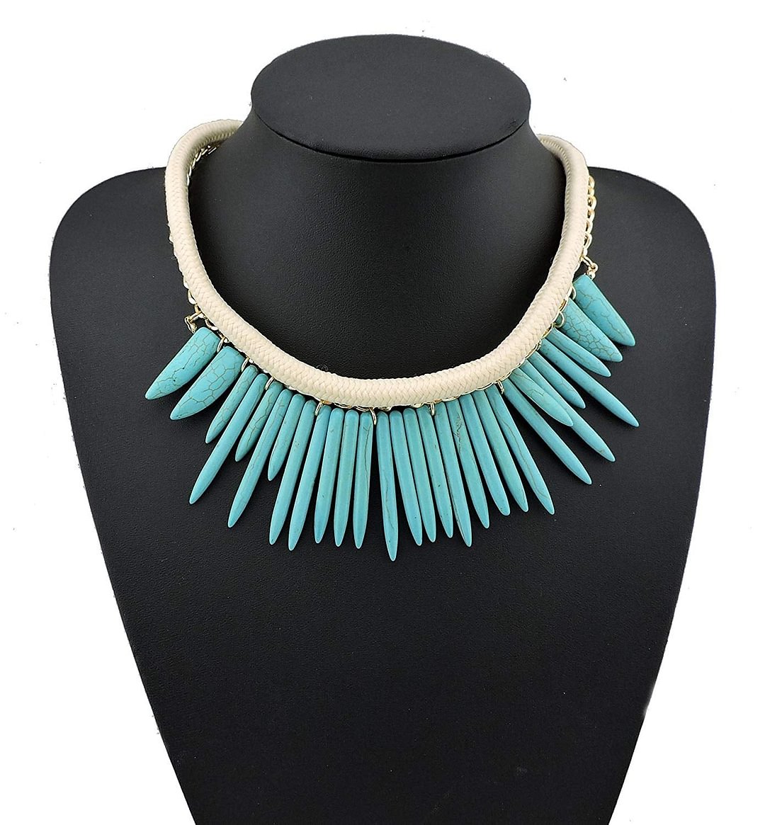 Personalized Layered Strands Turquoise Statement Chunky Necklace for Women Gifts