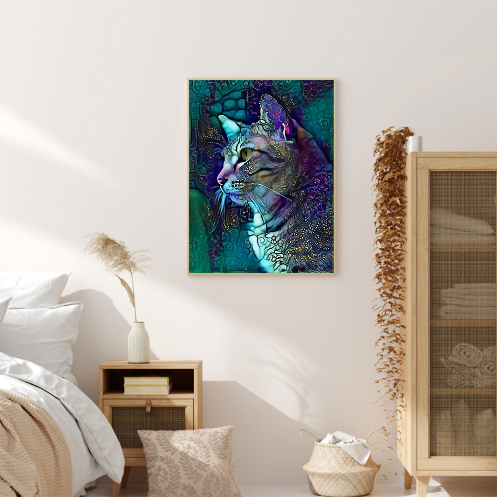 

(Multi-Size) Blue Cat - Round/Square Drill Diamond Painting, Square diamond 40*50cm, 501 Original