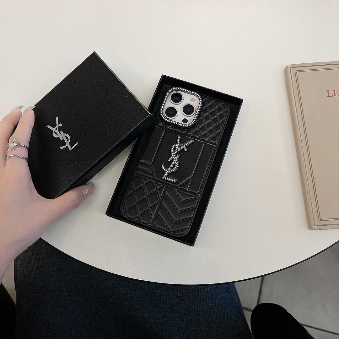 YSL New Lambskin Shiny Diamond Eye-catching Apple iPhone Case