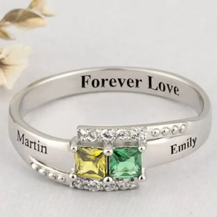 Custome Name With Birthstone Ring