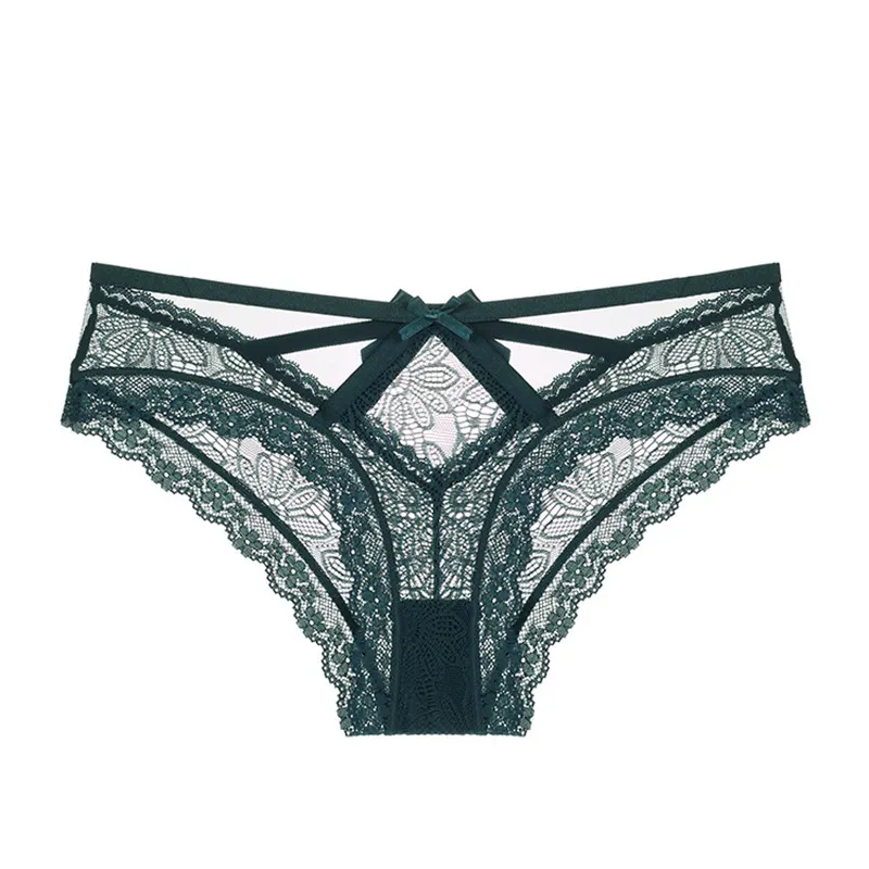 Churchf Crotch Breathable Cotton Lace Underwear Large Size Lady Sexy Multi-Colored Bows Pants Transparent Seduction
