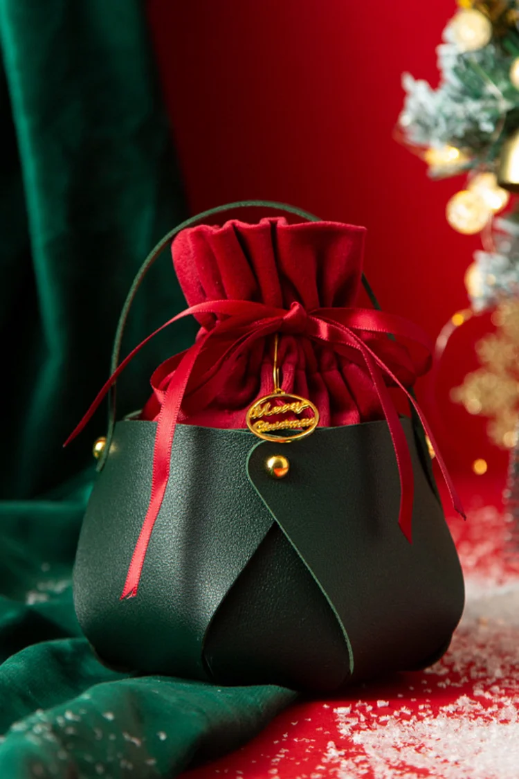 Christmas Velvet Colorblock Wrapping Apple Gift Packaging Bag 2024 - Xpluswear