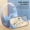 Light-Up Wireless BT Headphones Rechargeable Kawaii Wireless BT5.3 Headset Gradient Color HiFi Stereo Gaming Earphones for Home Office School Outdoor Travel