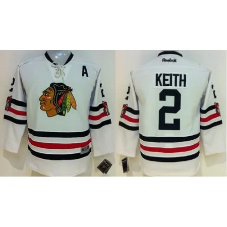 Blackhawks #2 Duncan Keith White 2015 Winter Classic Stitched Youth NHL Jersey