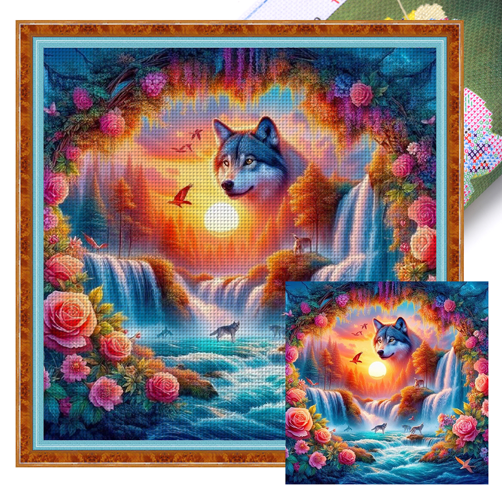 Wolf Full 11CT Pre-stamped Canvas(40*40cm) Cross Stitch