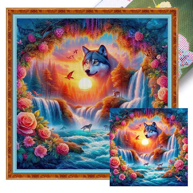 『YiShu』Wolf - 11CT Stamped Eco-Friendly Cotton Thread Cross Stitch(40*40cm)