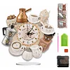 (US Local)5D DIY Special Shape Diamond Painting Desk Ornament Handmade Clock Kit(Tea Time)
