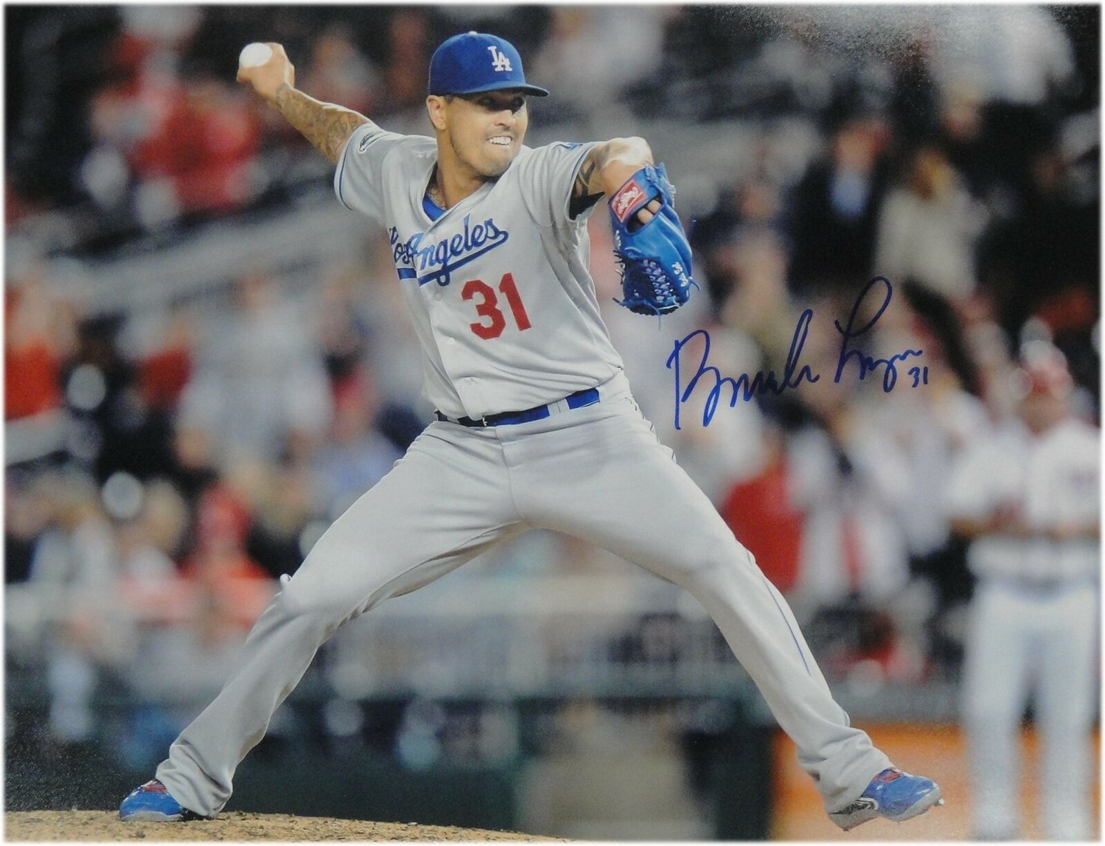 Barndon League Hand Signed 11x14 Photo Poster painting Los Angeles Dodgers Pitching Big Throw