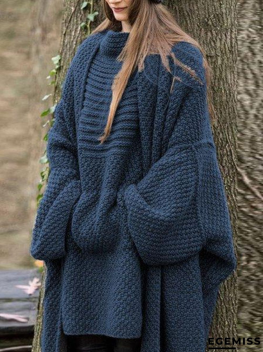 Casual Knitted Shift Solid Sweater | EGEMISS