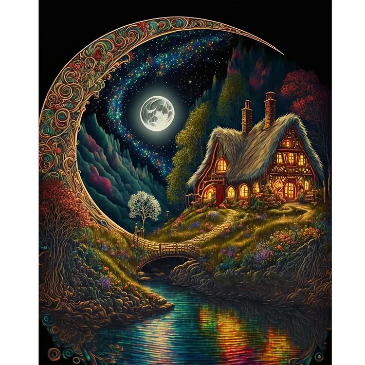 Dream Moonlit Night Scenery 40*50CM (Canvas) Full Round Drill Diamond Painting gbfke