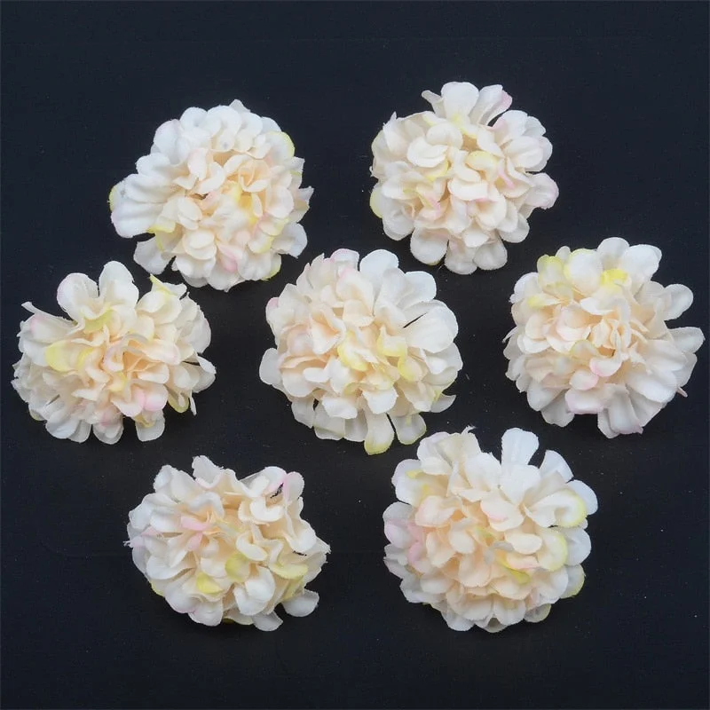 10pcs/lot Artificial Flower Silk Hydrangea Head For Wedding Decoration DIY Wreath Scrapbooking craft Cheap Fake Flowers