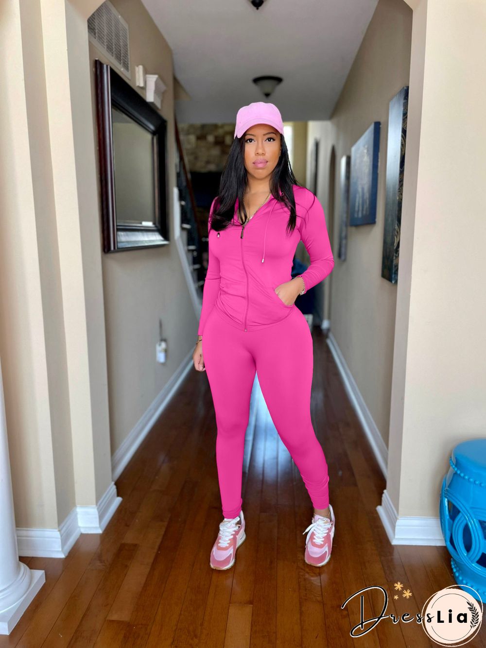 Zipper Hooded Sweatshirts Pants Joggers 2 Piece Suit