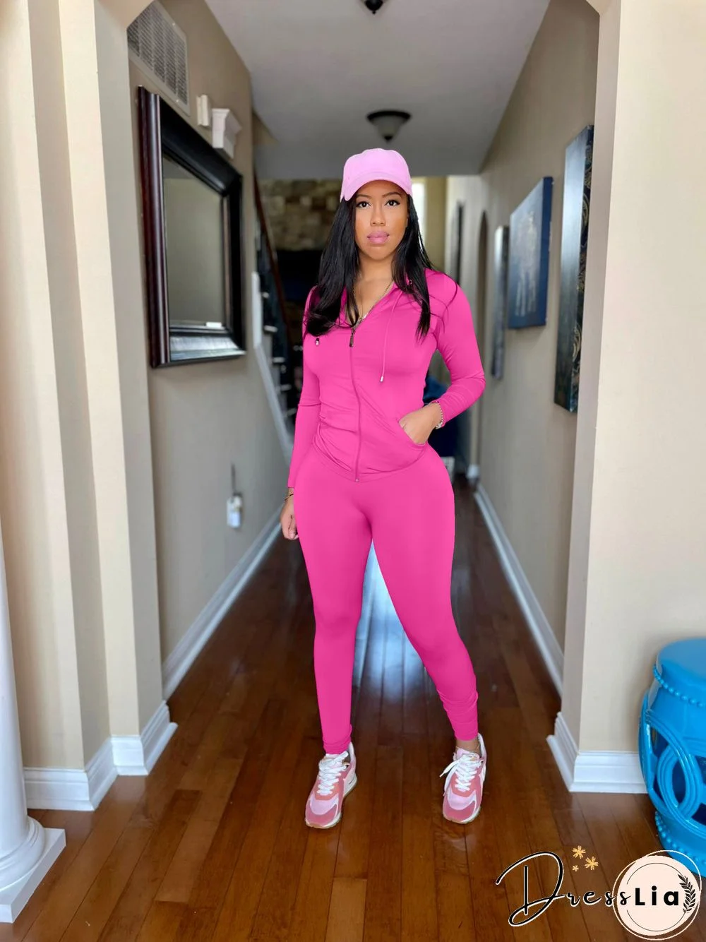 Zipper Hooded Sweatshirts Pants Joggers 2 Piece Suit