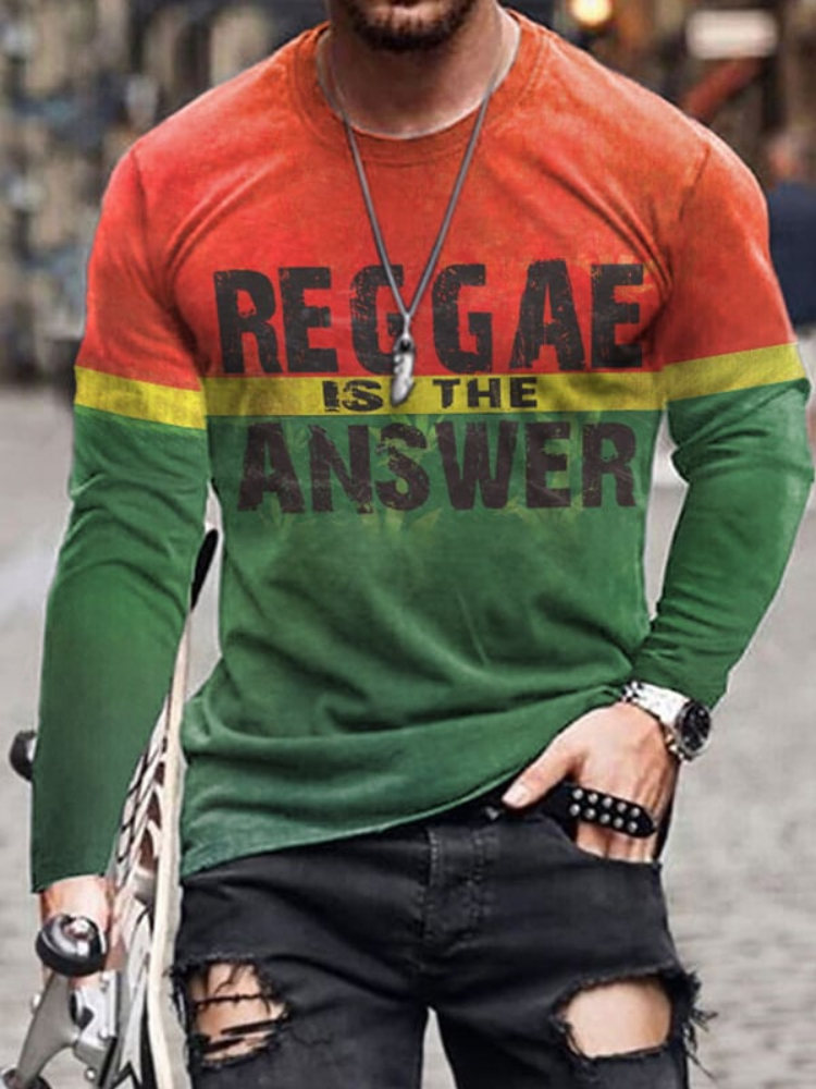 Reggae Is The Answer Printed Long Sleeve T Shirt wearshes