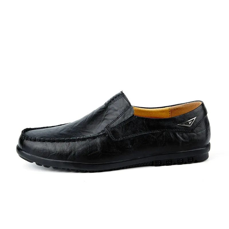 Summer Men Casual Shoes Luxury Brand Genuine Leather Loafers Men Moccasins Breathable Slip on Italian Boat Shoes Plus Size 37-47