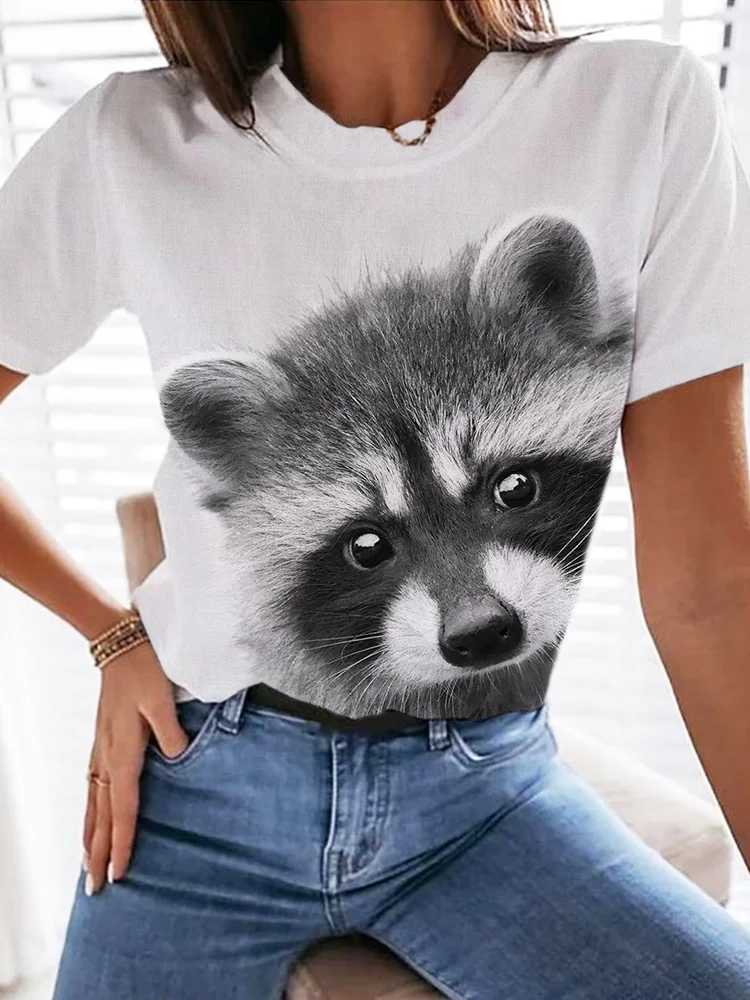 Comstylish Lovely Raccoon Face Short Sleeve T Shirt