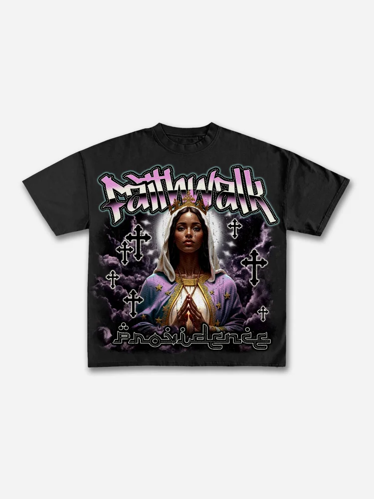 Faith Walk Our Lady Of The Cross Vintage Graphic Cotton T-shirt
