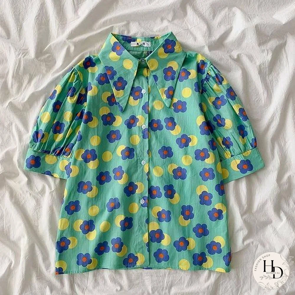 Casual Basic Short Sleeve Blouse Women V-neck Loose Office Formal Shirt Female Fashion Blue Yellow Cardigan Tops