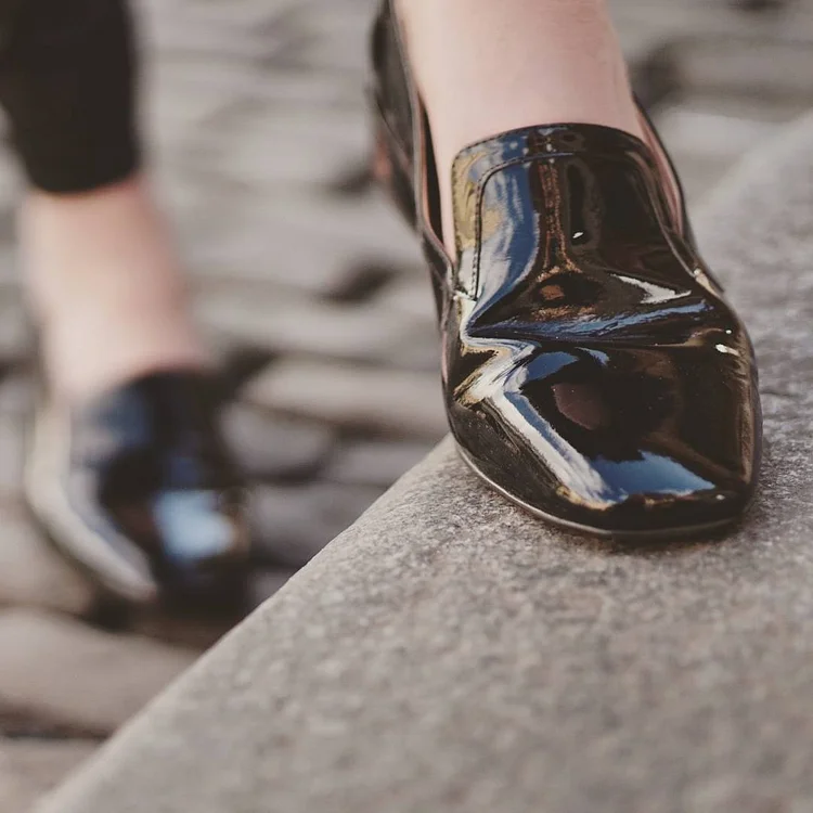 Maroon Square Toe Patent Leather Vintage Loafers Vdcoo