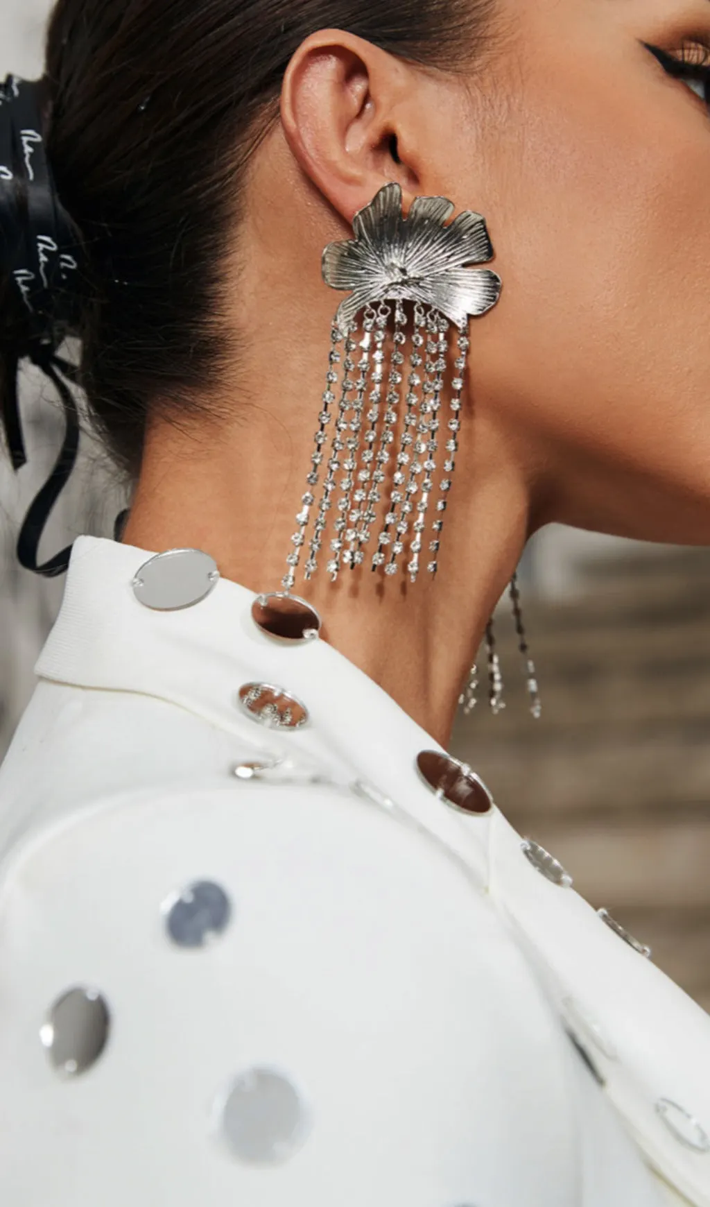 Fashionslee Women Flower Crystal Fringe Earrings