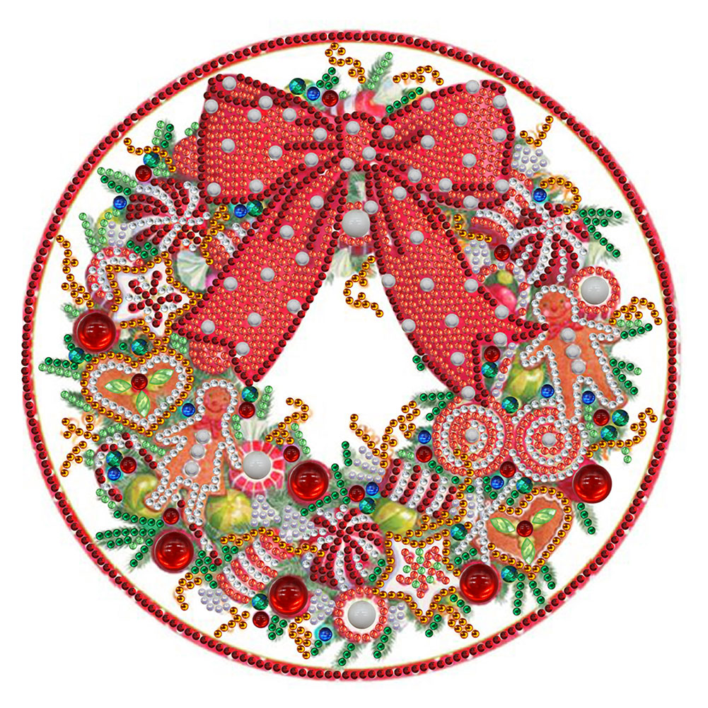 Christmas Wreath 30*30CM(Canvas) Special Shaped Drill Diamond Painting gbfke