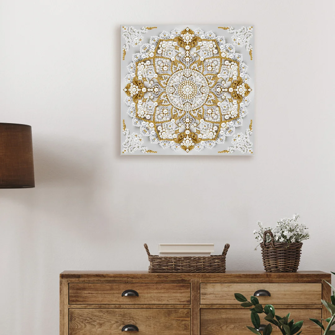 Mandala DIY Pearl Diamond Art Kit for Adults Home Decor 25x25cm With Frame