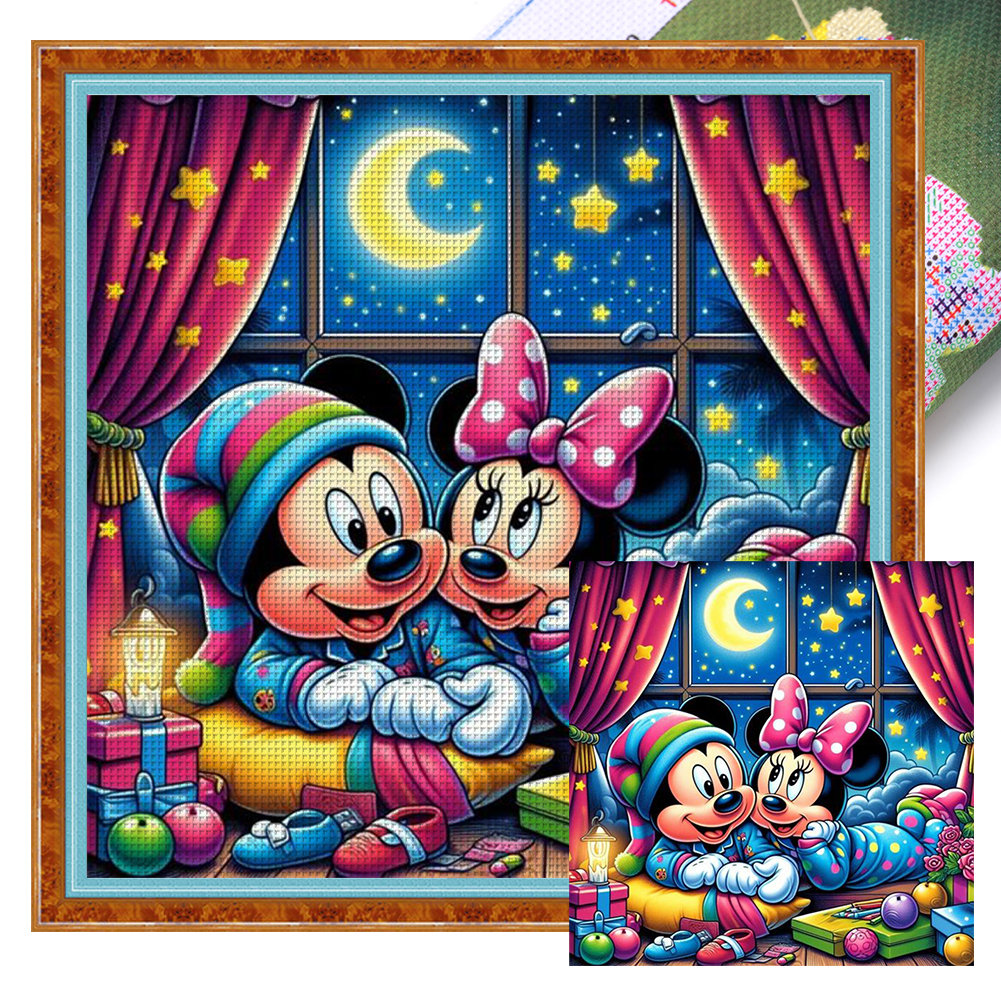 Mickey And Minnie Full 11CT Pre-stamped Canvas(45*45cm) Cross Stitch
