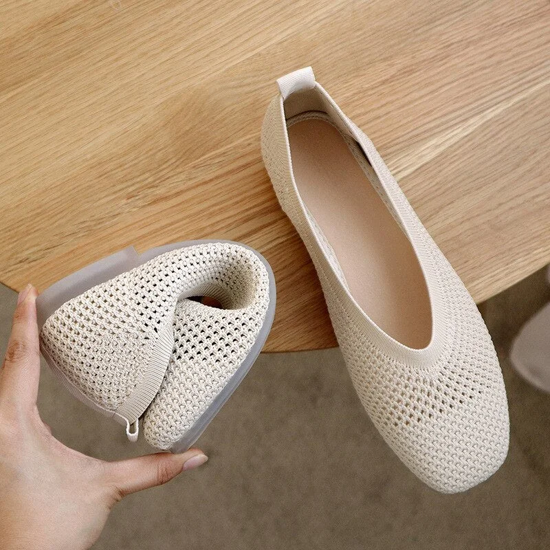 Women Shoes 2021 Mesh Square Toe Flat Shoes Women Breathable Casual Shoes Women Soft Bottom Hollow Out Shoes Zapatos De Mujer