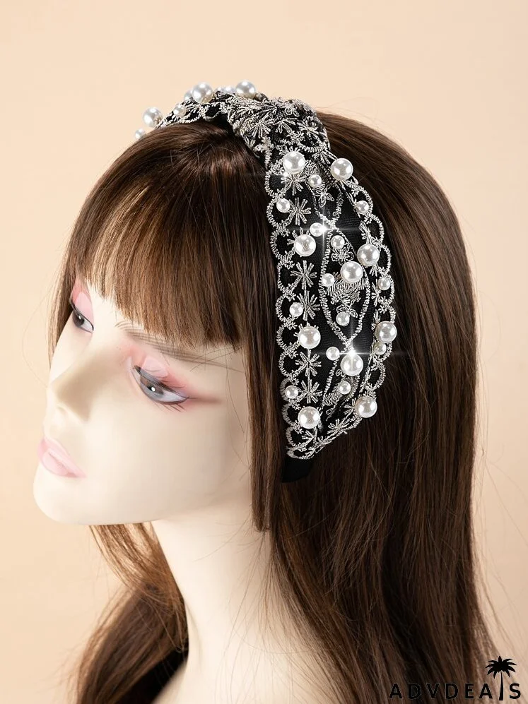 Faux Pearl Knot Design Hair Hoop