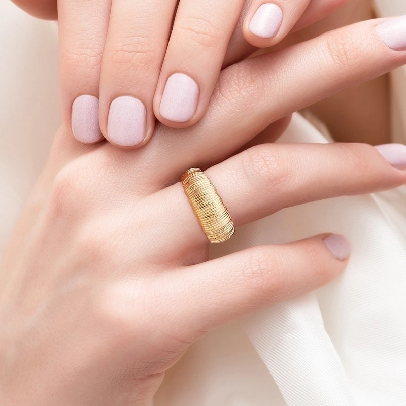 Copper 18K Gold Plated Minimalist Inlay Geometric Malachite Zircon Rings