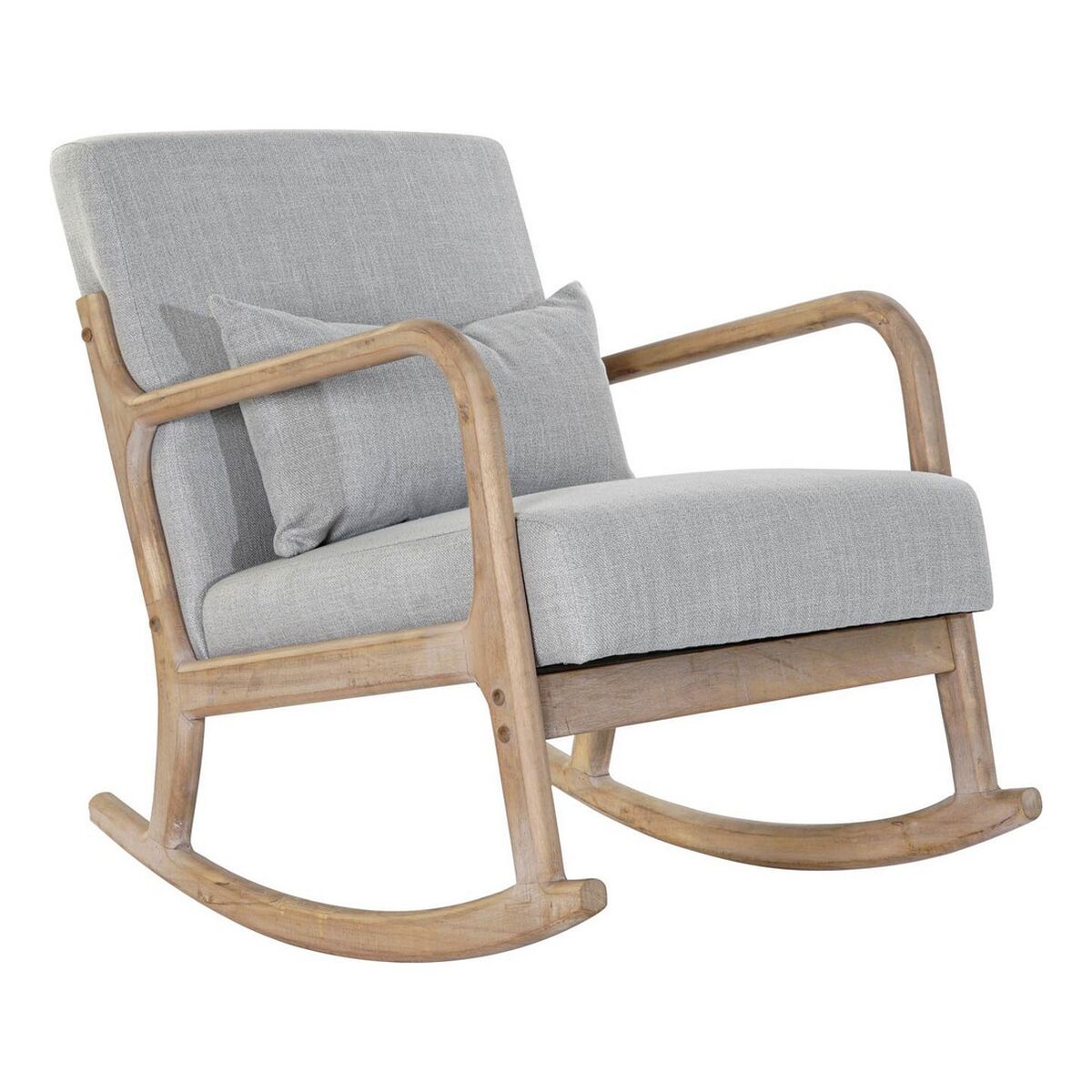 Rocking Chair DKD Home Decor Grey Natural Light grey Linen Rubber wood 66 x 88 x 78 cm