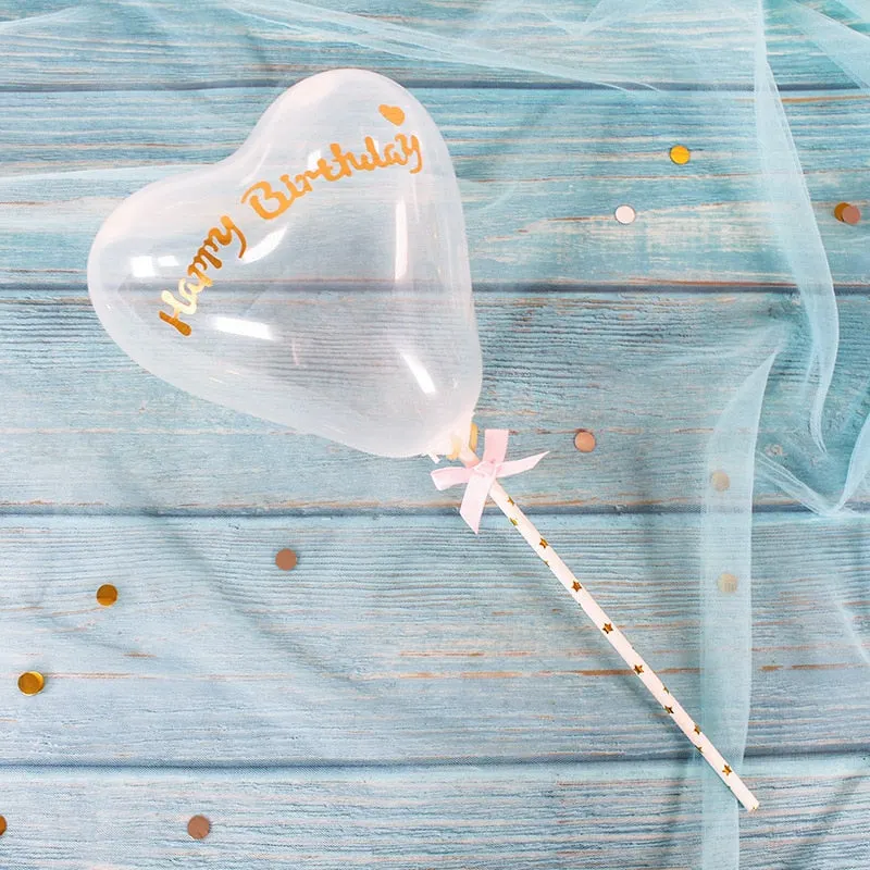1 Set 5inch Confetti Balloon Cake Topper Decoration with Paper Straw Bow Baby Shower Favors Wedding Birthday Party Supplies
