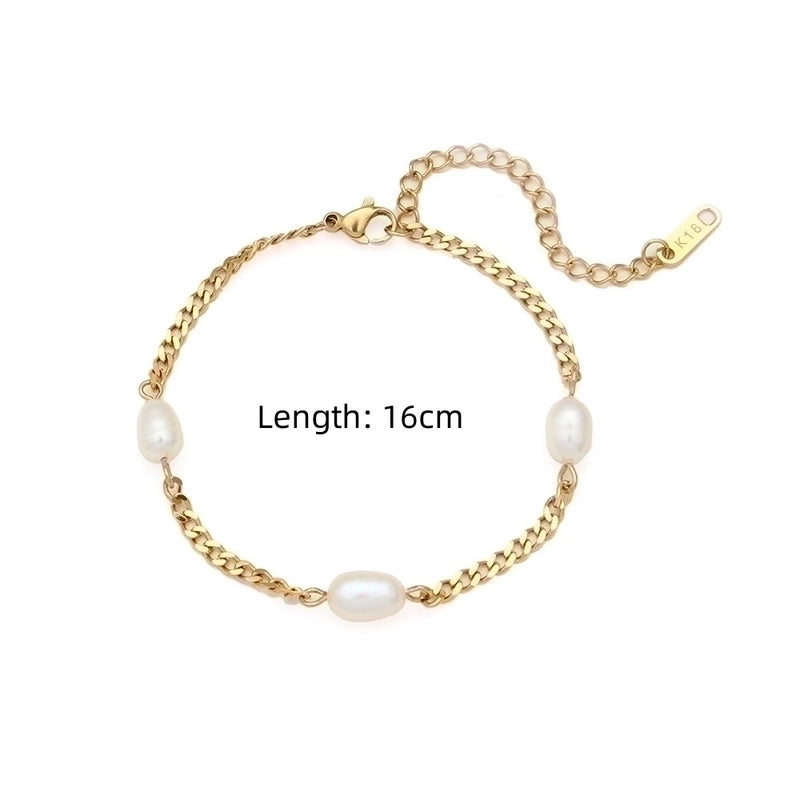 Fashion Geometric 304 Stainless Steel 18K Gold Plated No Inlaid Bracelets In Bulk
