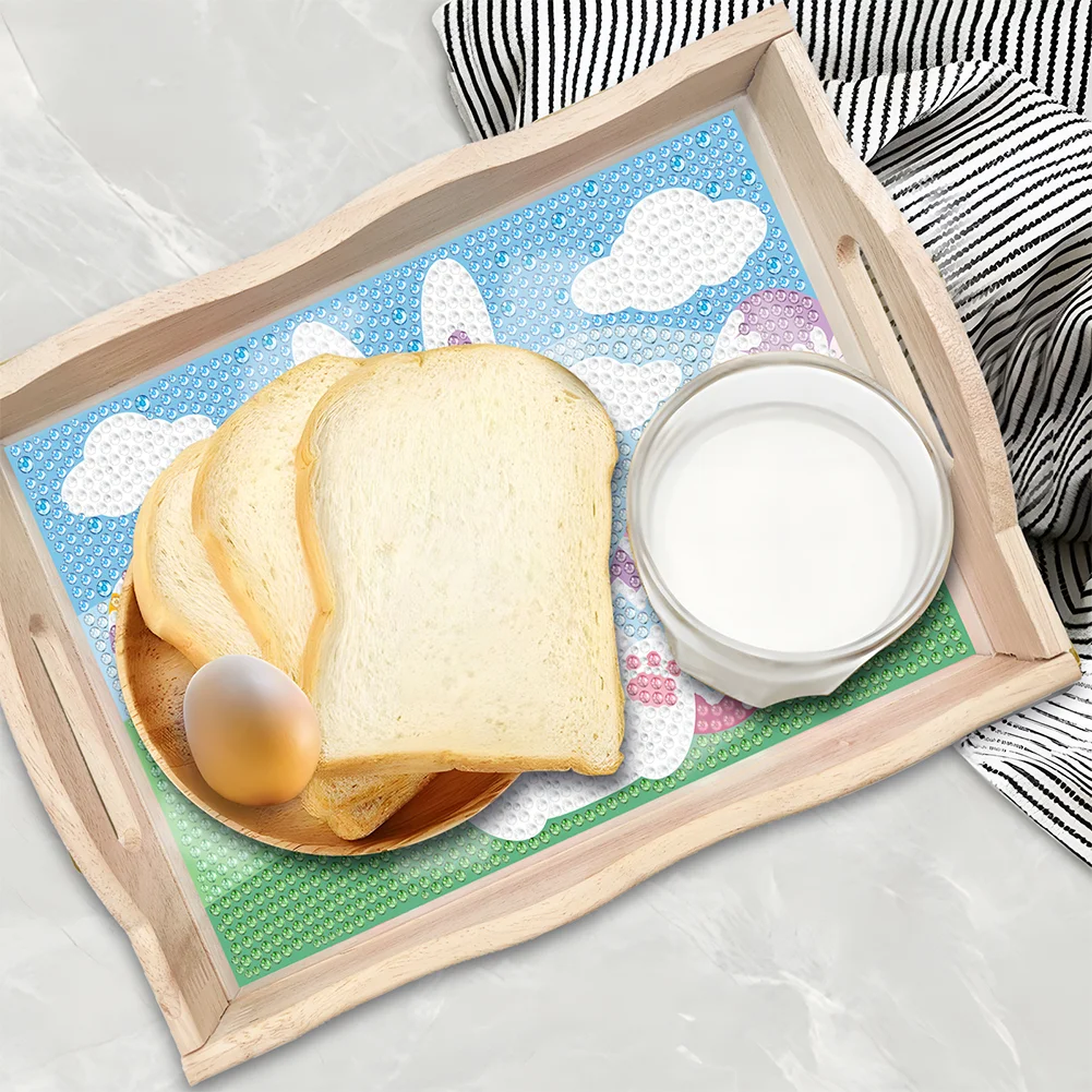 DIY Easter Bunny Diamond Painting Nesting Food Trays with Handle for Serving Food