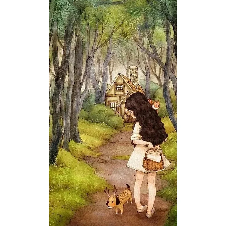 【Huacan Brand】Forest Girl 11CT Stamped Cross Stitch 50*70CM