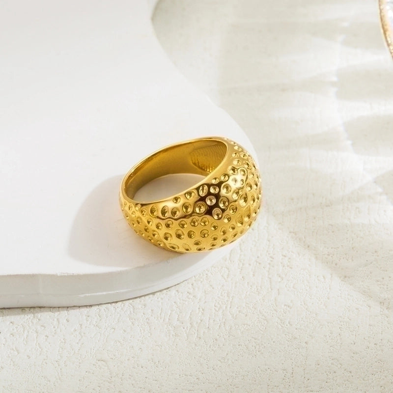 Casual Minimalist Solid Color Stainless Steel 18k Gold Plated Rings