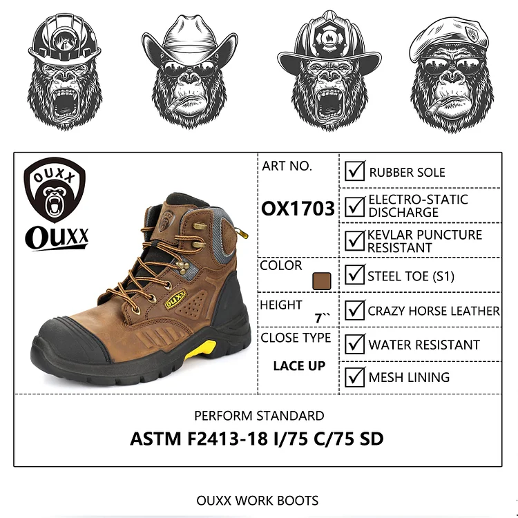 Men's Waterproof Steel Toe Kevlar Puncture Resistant ASTM F241318 ESD