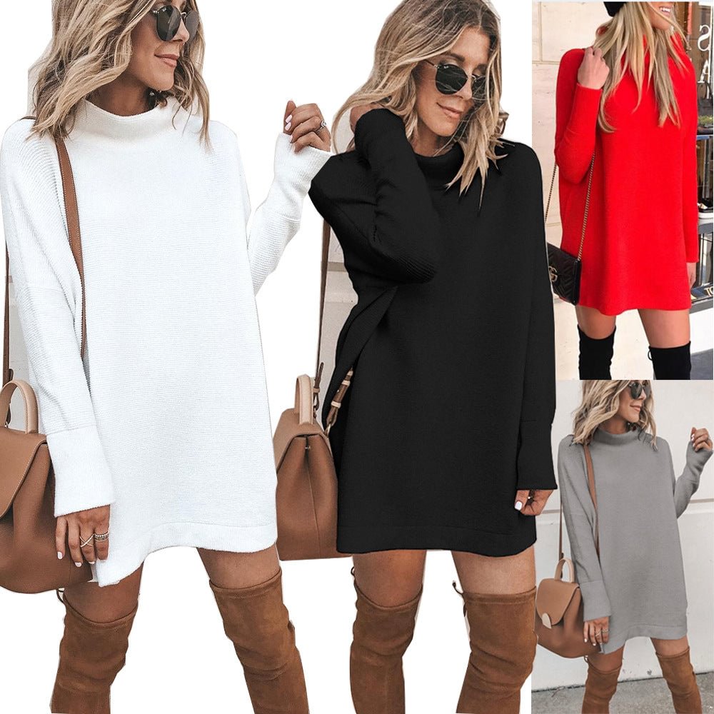 Fashion Slim Fit Round Neck Long Sleeves Women's Knitted Dress