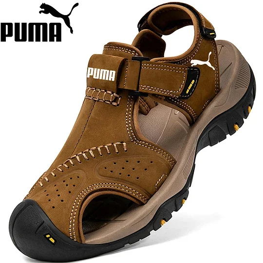 Pánské kožené sportovní sandály s uzavřenou špičkou PUMA, turistika, sport, chůze, outdoor, pláž, stezka, řeka, rybolov, voda, lehké, pohodlné, voděodolné