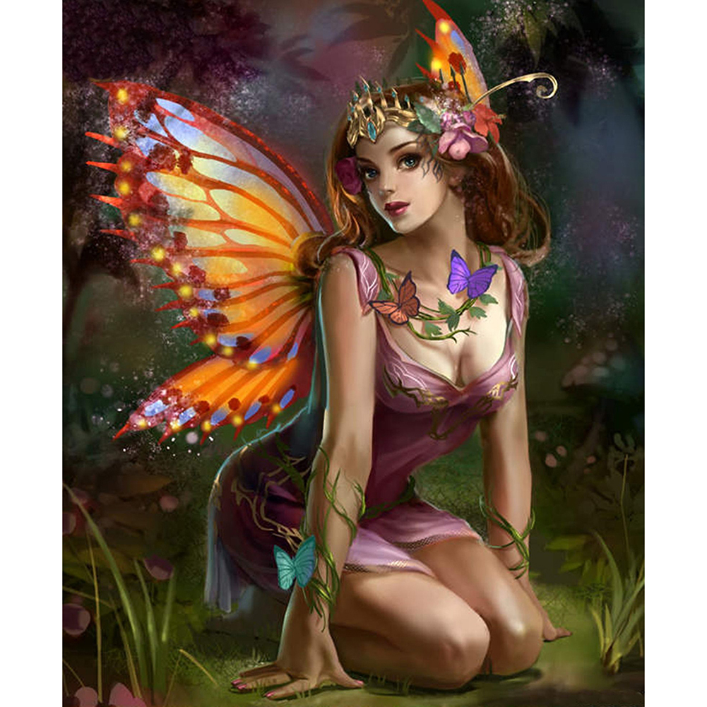 Butterfly Fairy Girl 30x40cm(canvas) full round drill diamond painting
