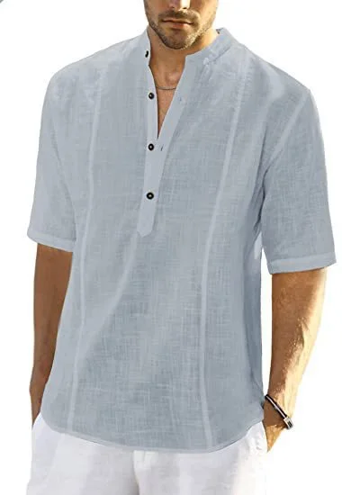 Uveng Slim Fit Comfort Casual Linen Half Sleeve Shirt