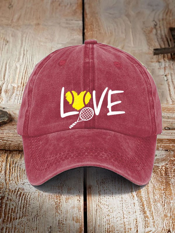 love tennis printed hat