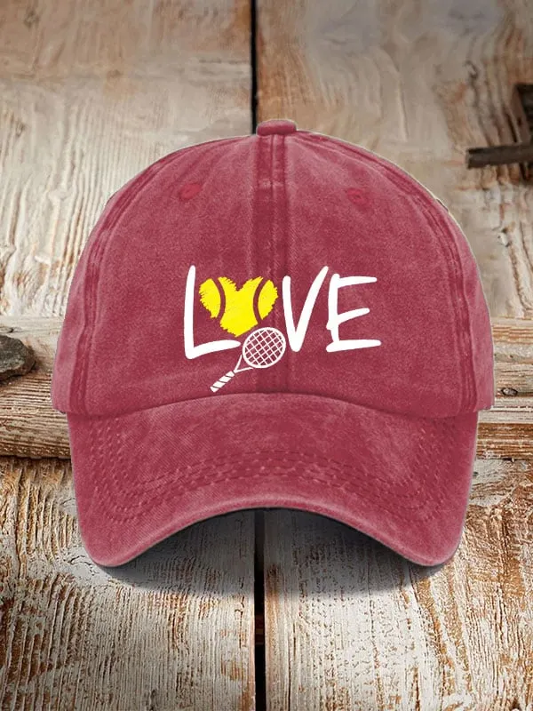 love tennis printed hat