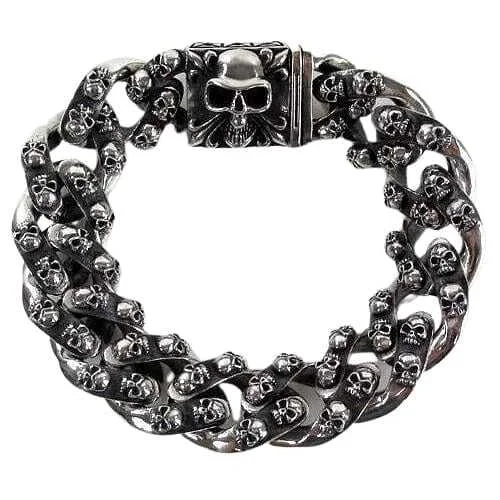 Tribal Sterling Silver Skull Bracelet