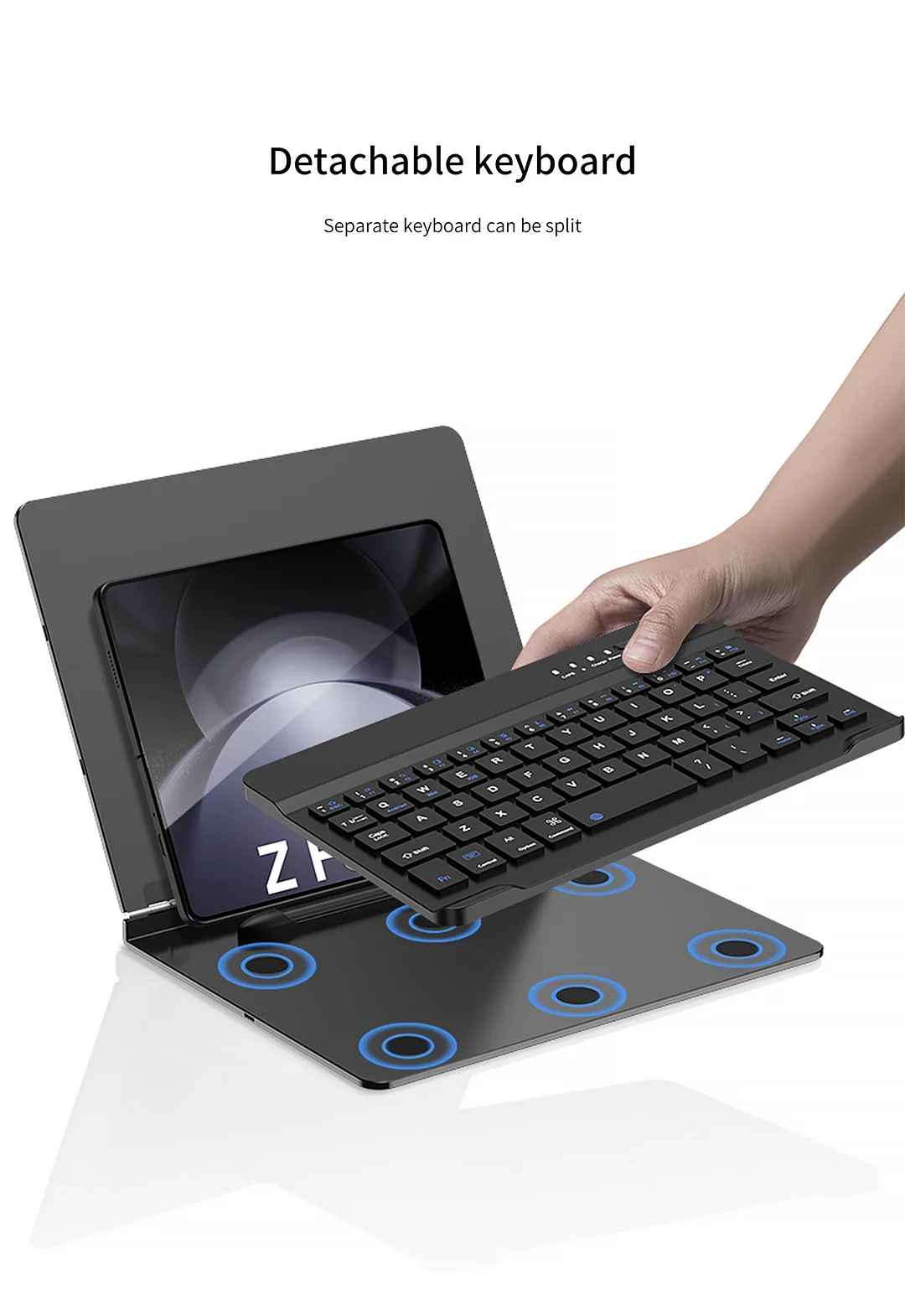 Suitable For Samsung Zfold Mobile Phone Bluetooth Wireless Charging Keyboard Holder Protective Case