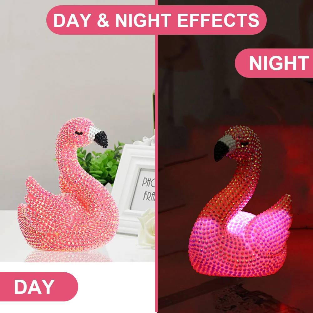 DIY Flamingo Diamond Painting Night Light Diamond Painting Bedside Lamp for Kid Gift