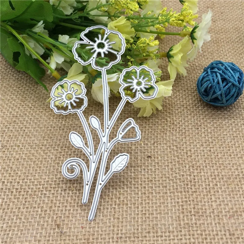 Three Flowers Metal Cutting Dies Stencil DIY Scrapbook Album Decorative Embossing Folder Paper Cards Die Cutting Template