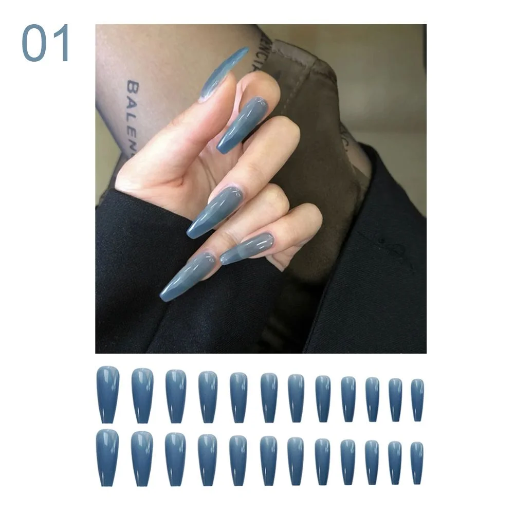 24Pcs Detachable False Nails Gourd Ballerina Coffin Wearable Fake Nails Full Cover Nail Tips Acrylic Manicure Tips Press on Nail