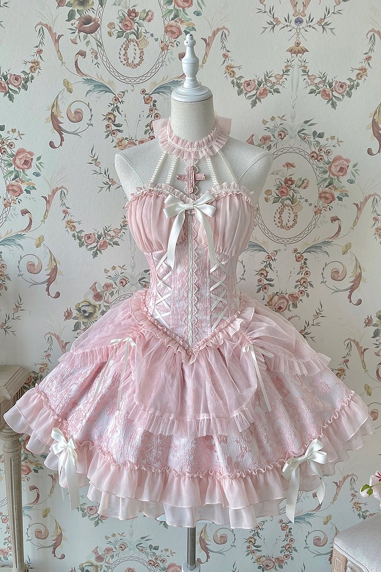 【Full Payment Reservation】Soft Gothic Cross Barbie Doll Halter Lolita Dress SP17397
