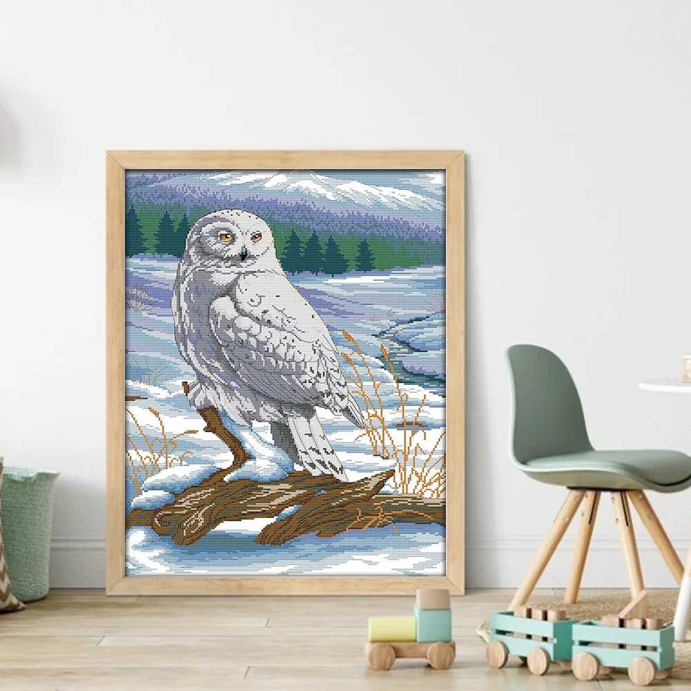 DIY Stamped Cross Stitch 14CT Full Embroidery 41*54cm - Snow Sculpture